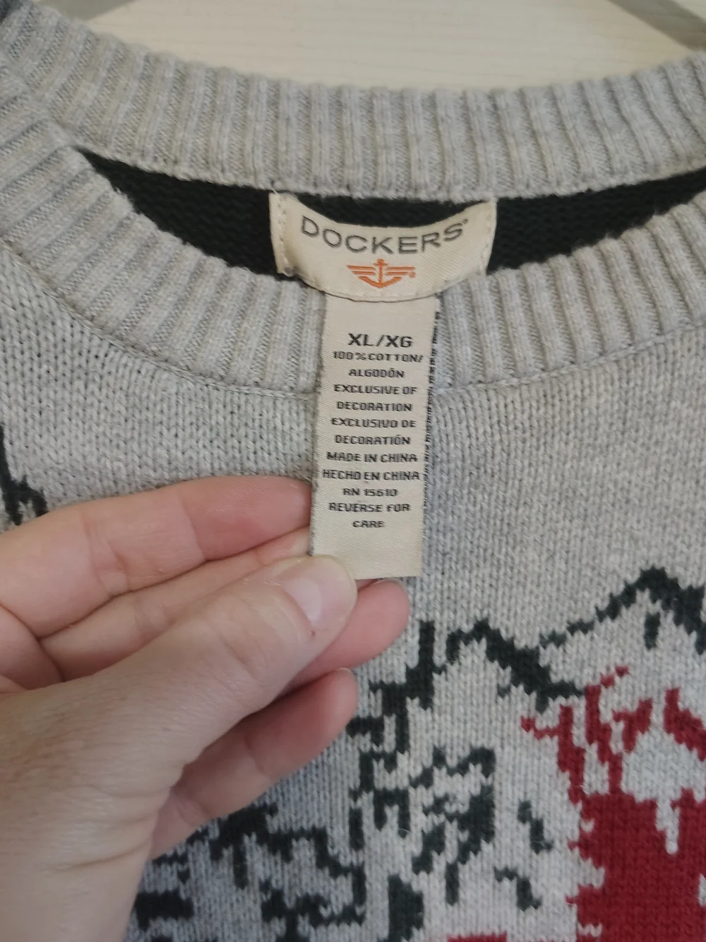 Grandpa Dockers Men’s XL Crew Neck Pullover Sweater Deer Retro Christmas